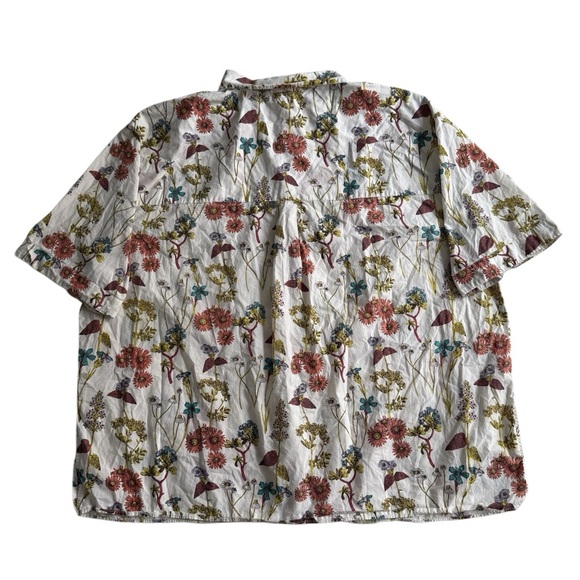 Anthropologie Floral Cotton Pajama Top Cream Short Sleeve Size XL Cozy Sleepwear - Picture 8 of 10